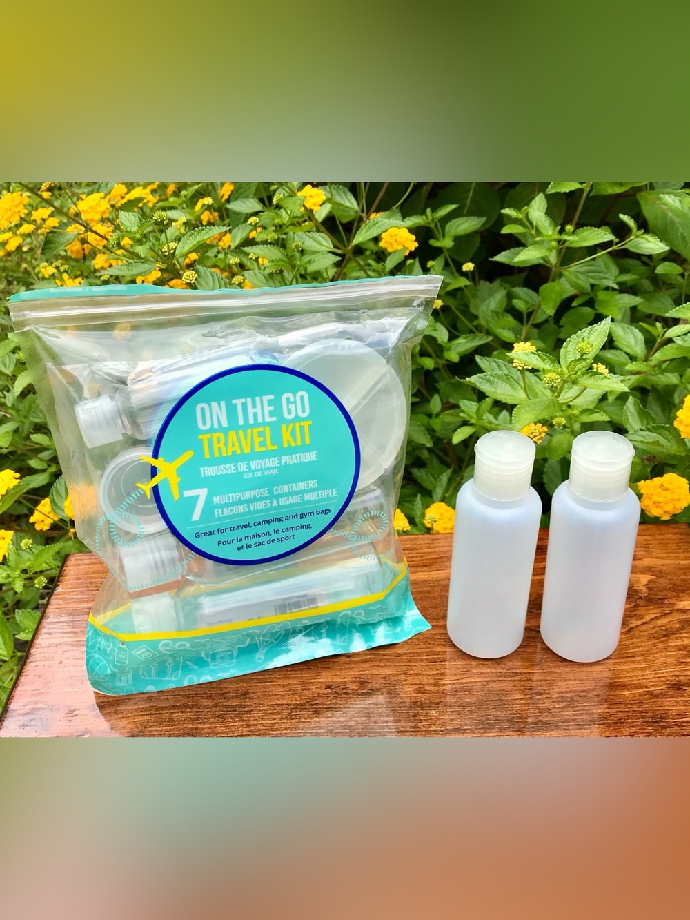 NEW On The Go Travel Kit Multipurpose Containers Bottle Camping Vacation Gym
